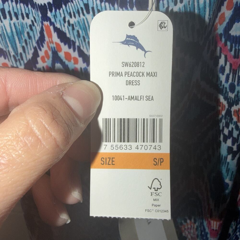 NWT Tommy Bahama Prima Peacock Midi Dress Woman’s Size S 10041-AMALFI SEA - Picture 5 of 8